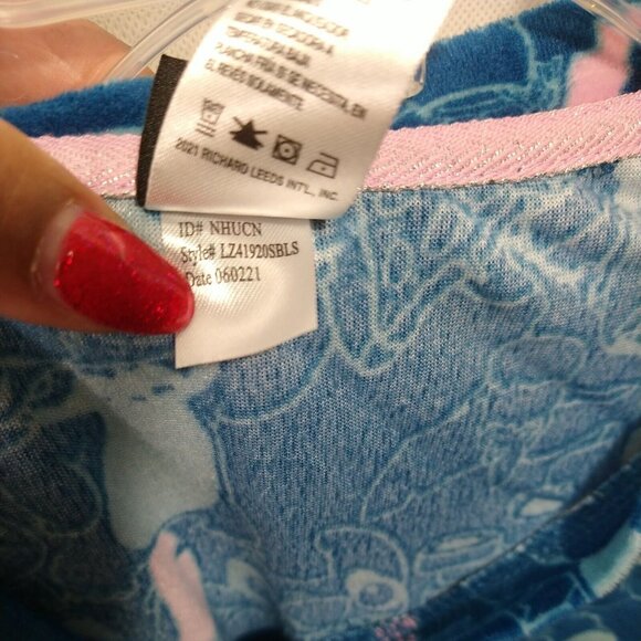 Disney Lilo and Stitch Pajama Top Shirt Women Size L 12 14 Blue Pink Long Sleeve - Picture 8 of 8
